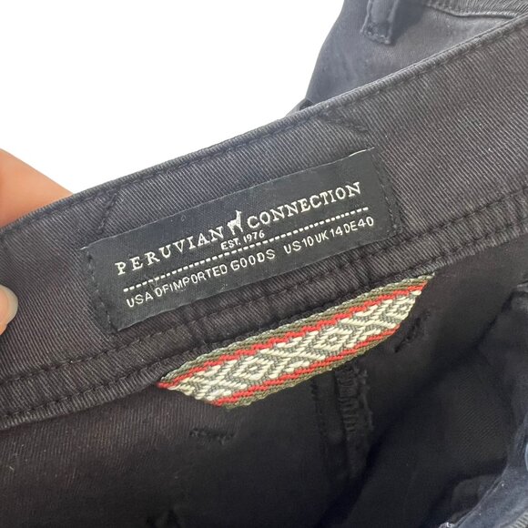 Peruvian Connection Black Lyocell Blend Straight Leg High Rise Ankle Pants 10 - Picture 5 of 11